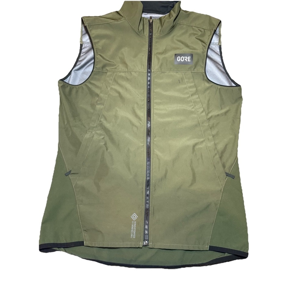 GORE GORE-TEX Men's XS Green Cycling Windstopper Vest Full Zip READ****